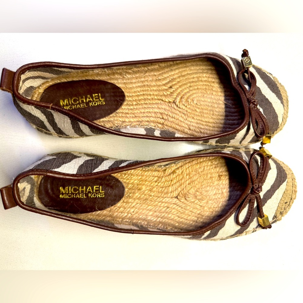 Michael Kors brown zebra print espadrille size 10
